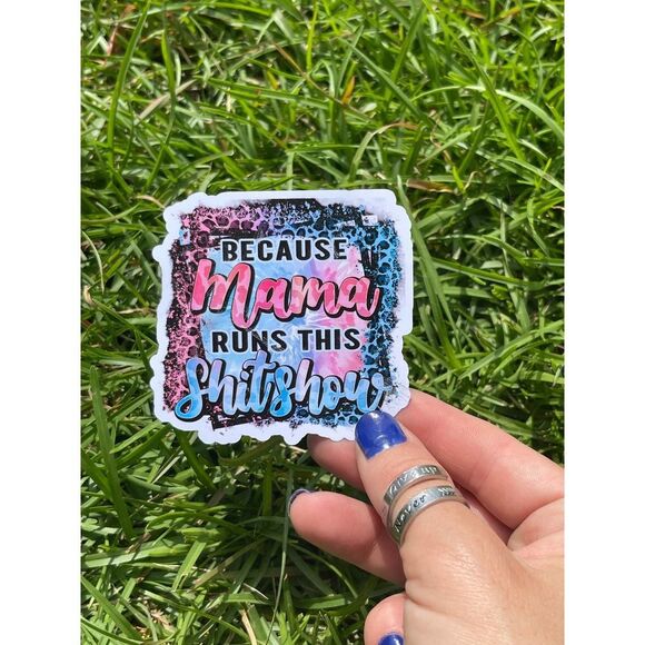 Because Mama Runs This Ombré Animal Print Sticker - Picture 1 of 2